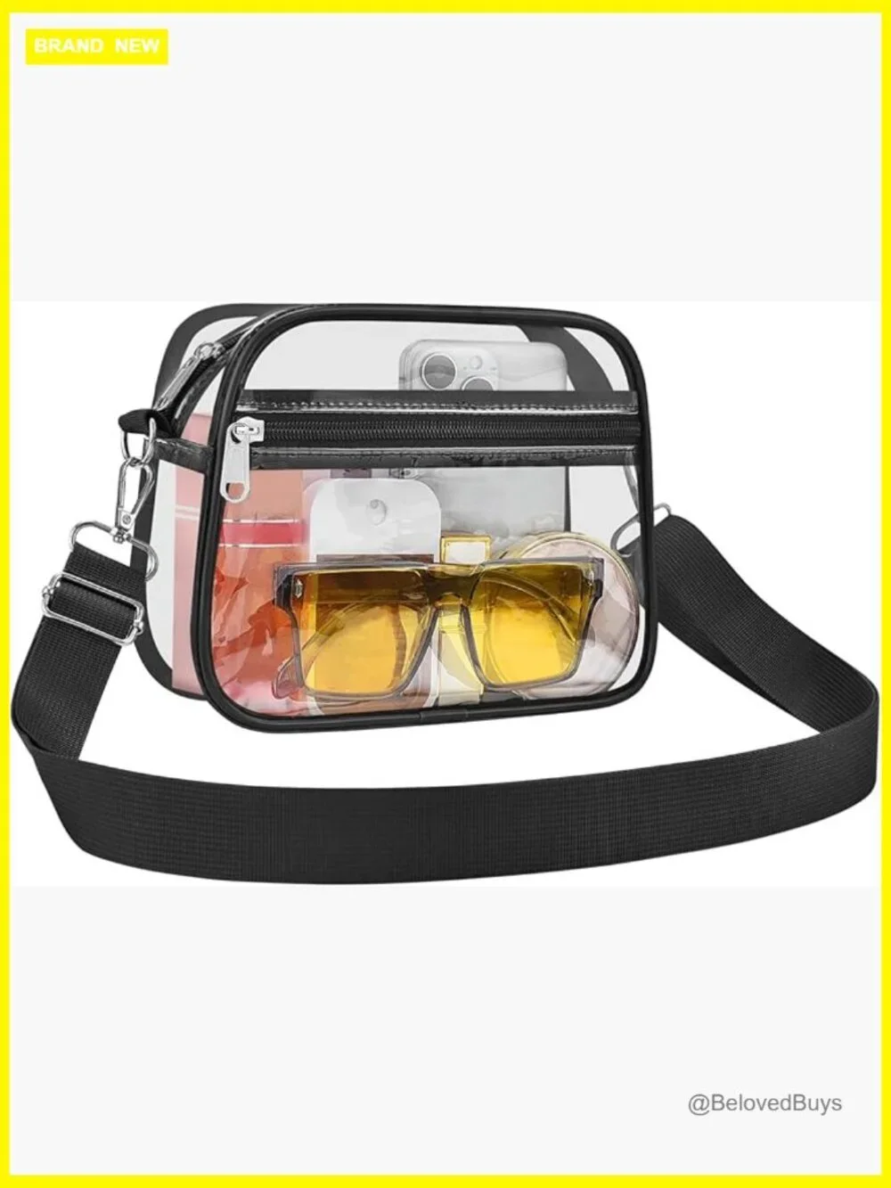 Clear Stadium Approved Crossbody Bag with Adjustable Strap for Concerts and